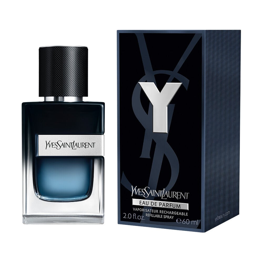 Yves Saint Laurent perfume bottle with gradient design on a white background